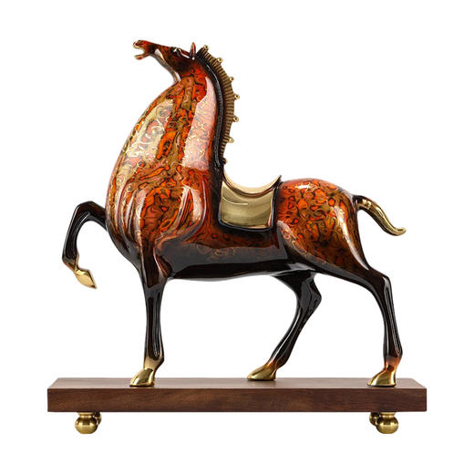 E-YM-FK156 彩铜大漆工艺 将军马纯铜摆件 商品图0