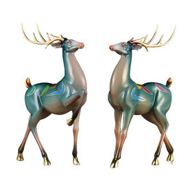 彩铜九色鹿摆件中式鹿高档创意家居客厅电视柜装饰品乔迁商务礼品
