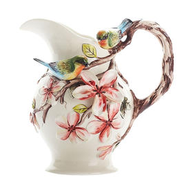 大号花瓶陶瓷装饰水罐现代时尚欧式花插大花瓶鲜花水培国画花鸟 摆件 花器