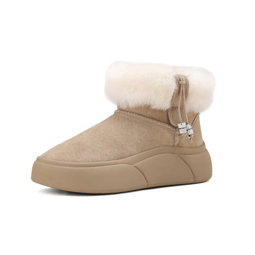 西村名物2024年冬季新款加毛保暖超轻厚底防滑雪地靴T24DS47021 商品图4