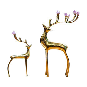 北欧轻奢纯铜梅花鹿摆件家居客厅玄关书房美式桌面酒柜全铜装饰品 纯铜 摆件 时尚 鹿 铜艺