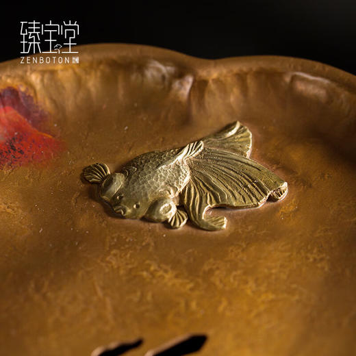 【样品特惠9折】臻宝堂铜茶台纯手工镶嵌干泡台壶托垫家用蓄水式养壶中式小壶承功夫茶具 金玉满堂茶台 商品图2