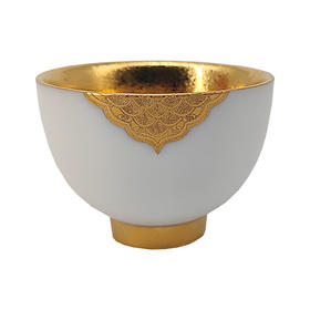 林玉山《鸡心杯海浪纹140ml》纯手工24K纯金鎏金主人杯茶盏