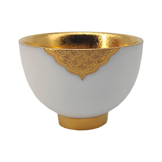 林玉山《鸡心杯海浪纹140ml》纯手工24K纯金鎏金主人杯茶盏 商品图0