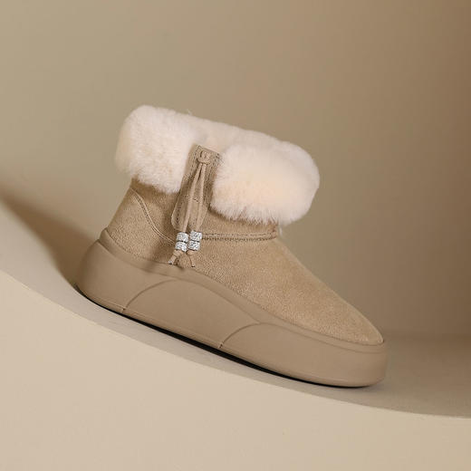 西村名物2024年冬季新款加毛保暖超轻厚底防滑雪地靴T24DS47021 商品图6