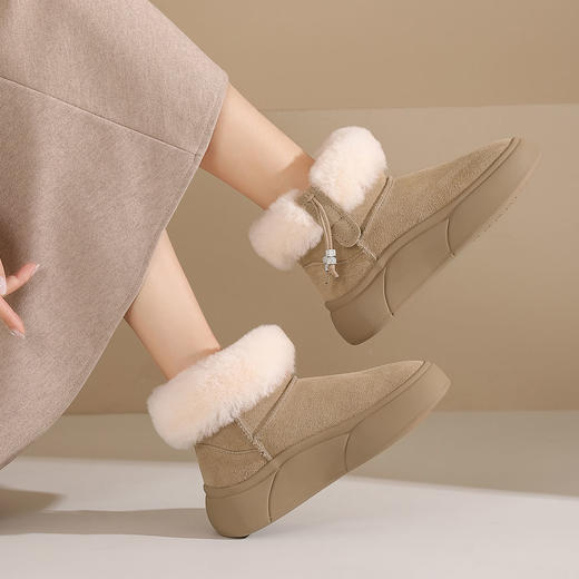 西村名物2024年冬季新款加毛保暖超轻厚底防滑雪地靴T24DS47021 商品图1