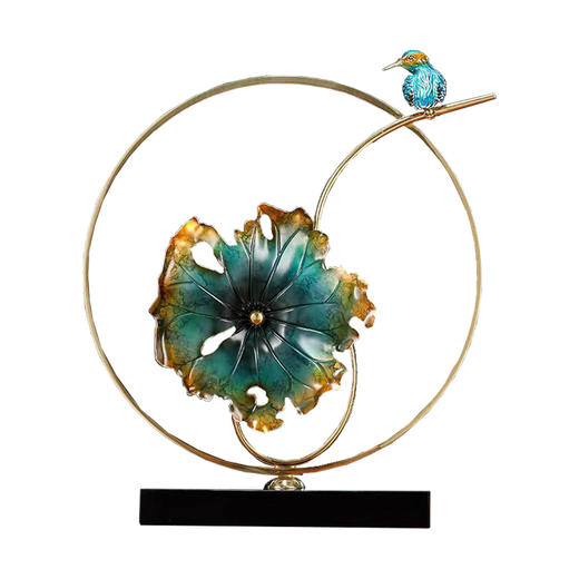 纯铜工艺品荷叶翠鸟家居装饰摆件新居乔迁礼品新人结婚礼物 摆件 轻奢 现代 商品图0