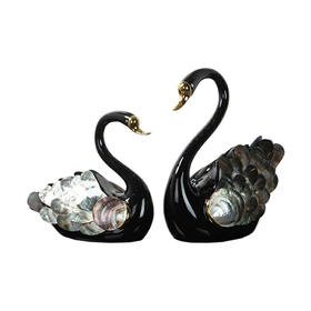 E-YSR-M362天然澳洲贝 对黑天鹅摆件 大号/中号