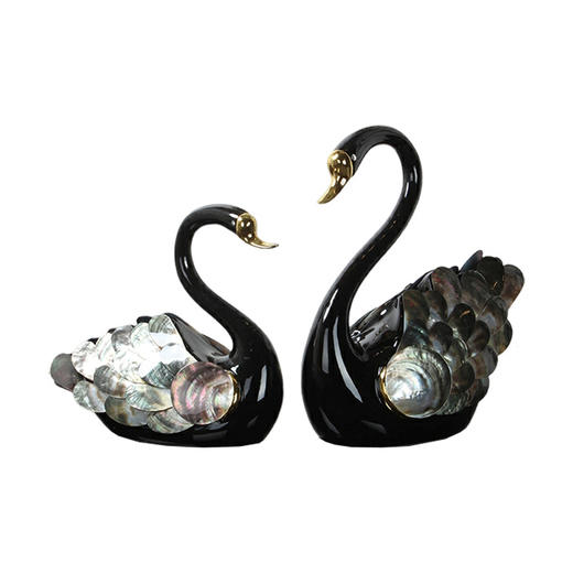 E-YSR-M362天然澳洲贝 对黑天鹅摆件 大号/中号 商品图0