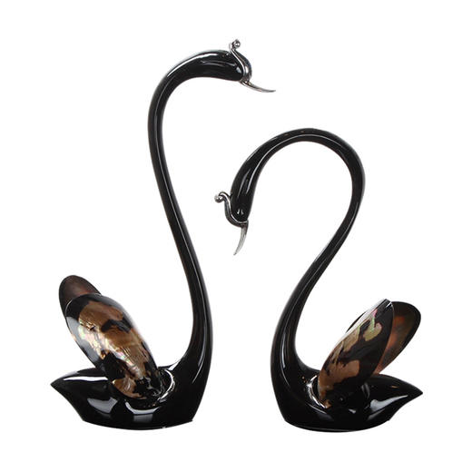 E-YSR-M310企鹅贝黑天鹅 电镀黑银 澳洲真贝摆件欧式现代简约客厅酒柜卧室创意摆件 商品图0