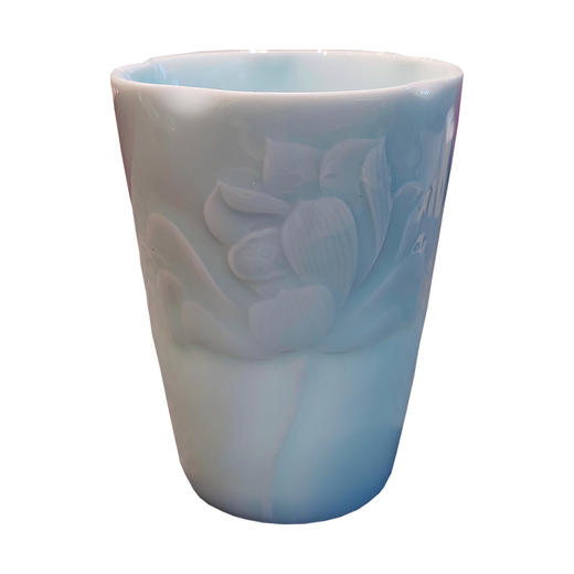 素手作 影青主人杯莲花 茶杯 旅行杯 水杯 茶具 茶道手工雕刻莲意对杯 商品图0