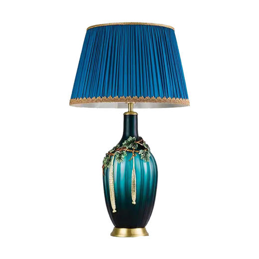 轻奢后现代珐琅彩台灯美式奢华卧室床头灯现代全铜欧式客厅沙发 台灯 轻奢 商品图0