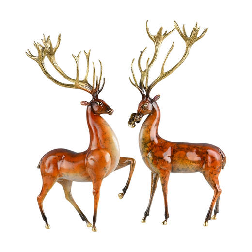 E-YM-FK124 彩铜鹿纯铜摆件 商品图0