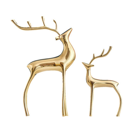 轻奢铜对鹿 轻奢摆件客厅书房办公室中式全铜家居装饰品乔迁开业礼品 精美 铜艺 摆件 商品图0