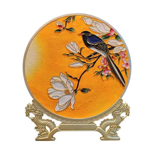 金丝珐琅 喜鹊登枝看盘(掐丝＋原矿釉) 摆件 轻奢 看盘 商品图0