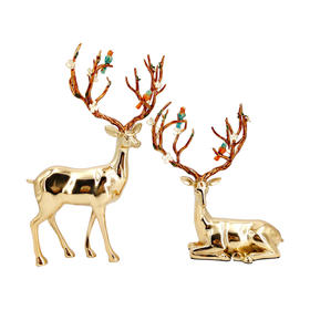 E-YM-FK082 珐琅+纯铜 对鹿摆件