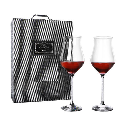 凯洛诗CALOPS钻石水晶红酒杯套装奢华高档高脚杯家用结婚礼盒2个 酒杯 酒具 套装 商品图0