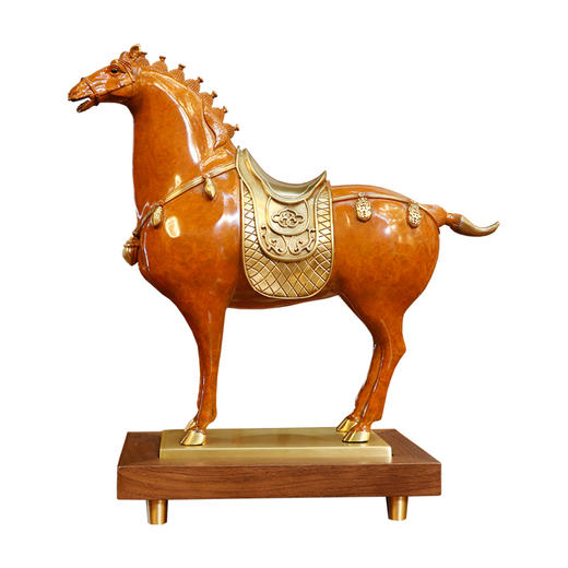 黄铜唐马工艺品摆件客厅马到成功酒柜玄关柜高档办公室大气装饰品 纯铜 摆件 轻奢 高端 商品图0