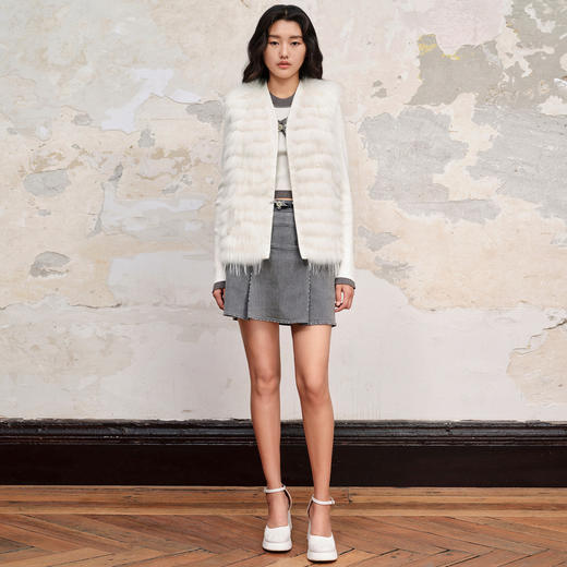 玛克门店发货：精致复古感貉子皮草马甲MC88FU501A10 商品图1