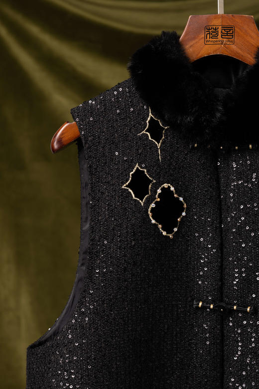 荷言HEYEN 拙政璃影 拙政园花窗创意手工小香风面料新中式高定马甲秋冬 商品图5