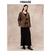 VIMAGE纬漫纪气质V领慵懒宽松深卡其色毛呢子外套冬新款V2203834 商品缩略图1