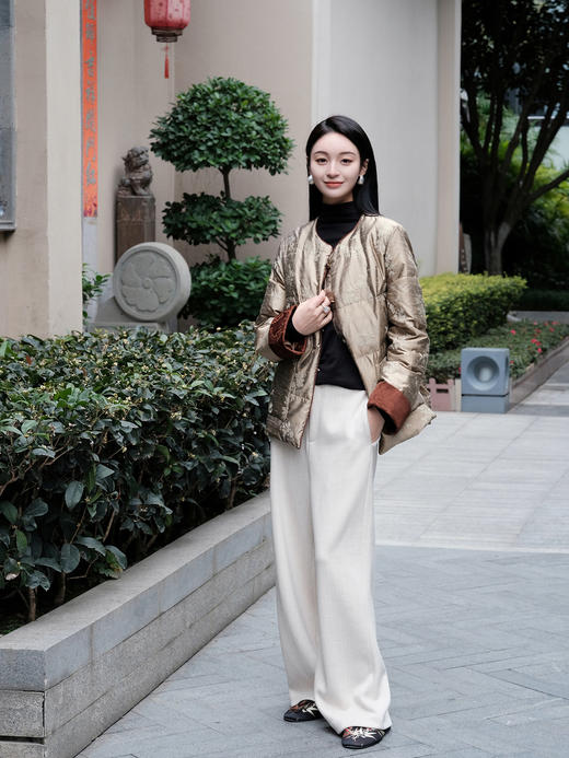 瑕疵|盛唐牡丹| 沉香棕双宫丝鹅绒服[特价品](特殊商品不退不换) 商品图5