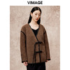 VIMAGE纬漫纪气质V领慵懒宽松深卡其色毛呢子外套冬新款V2203834 商品缩略图5