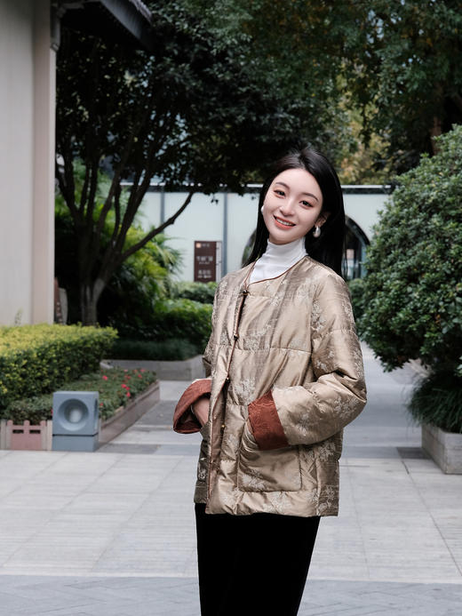 瑕疵|盛唐牡丹| 沉香棕双宫丝鹅绒服[特价品](特殊商品不退不换) 商品图4