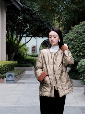 瑕疵|盛唐牡丹| 沉香棕双宫丝鹅绒服[特价品](特殊商品不退不换)