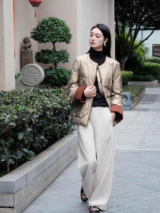 瑕疵|盛唐牡丹| 沉香棕双宫丝鹅绒服[特价品](特殊商品不退不换) 商品图6