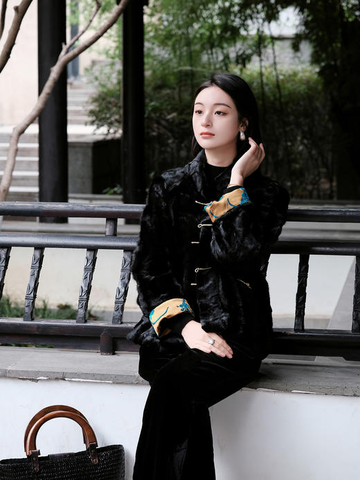 下架|盛唐牡丹 |新中式水貂漳缎外套 商品图6