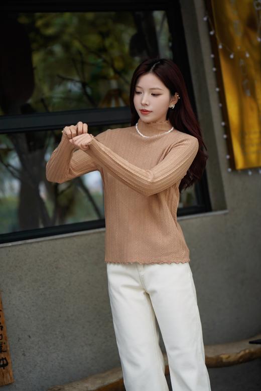 卡码拍小！【半高领木耳边内搭打底衫】秋冬季内搭2024新款中领长袖毛衣 商品图2
