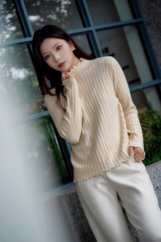 卡码拍小！【半高领木耳边内搭打底衫】秋冬季内搭2024新款中领长袖毛衣 商品图7