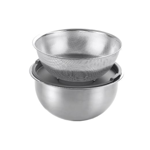 德国戴德18/10不锈钢三件套料理盆洗菜淘米盆沥水过滤洗水果和面打蛋盆24cm 商品图3