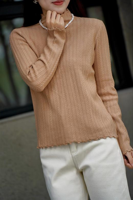 卡码拍小！【半高领木耳边内搭打底衫】秋冬季内搭2024新款中领长袖毛衣 商品图3