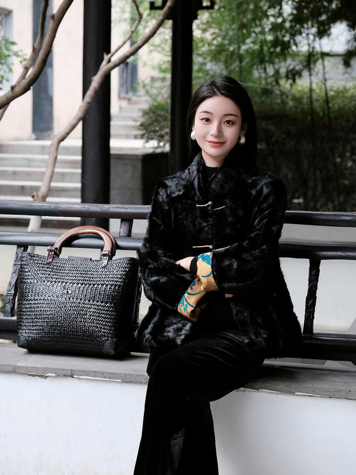 下架|盛唐牡丹 |新中式水貂漳缎外套 商品图5