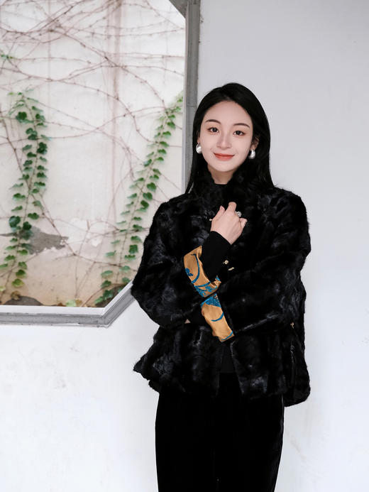 下架|盛唐牡丹 |新中式水貂漳缎外套 商品图0