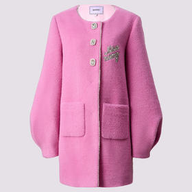 玛克门店发货：浪漫优雅芭比粉钉珠钻扣毛呢外套MF85CT753