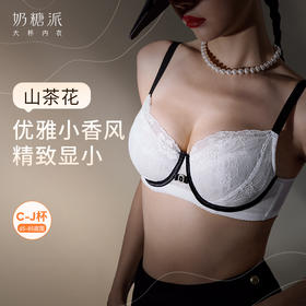 【买三免一】奶糖派大胸显小内衣女山茶花小香风超薄蕾丝文胸防下垂大码胸罩