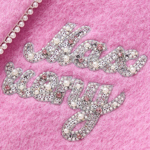 玛克门店发货：浪漫优雅芭比粉钉珠钻扣毛呢外套MF85CT753 商品图3