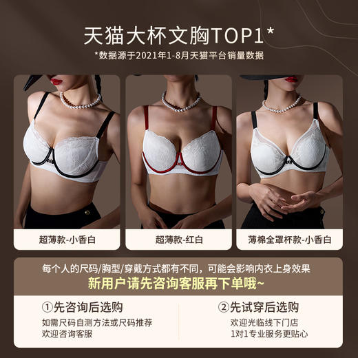 【买三免一】奶糖派大胸显小内衣女山茶花小香风超薄蕾丝文胸防下垂大码胸罩 商品图4
