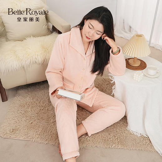 皇家丽美秋冬绒烂花绒冬季女款暖睡衣家居服套装JJT91114 商品图1