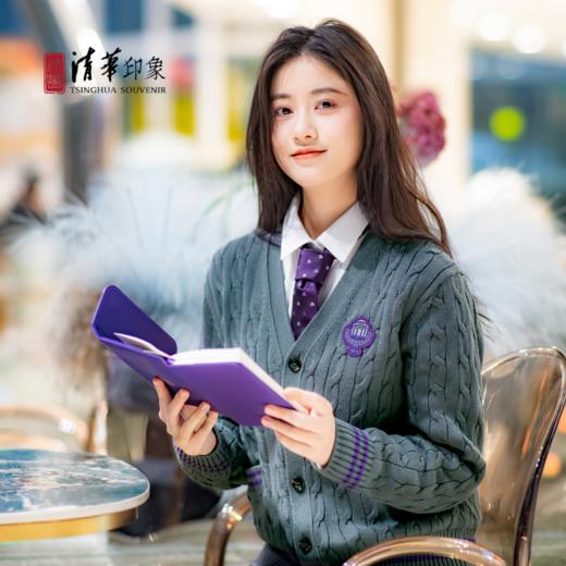 清华文创学院风商务开衫毛衣（灰色成人款） 商品图0