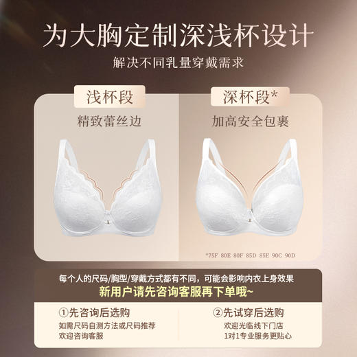 【买三免一】奶糖派大胸显小花托杯胸型圆润蕾丝全罩杯内衣大码显瘦文胸女胸罩 商品图4