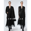 COCOBELLA赫本风假两件双层黑金连衣裙女内搭V领衬衫裙FR7085 商品缩略图1