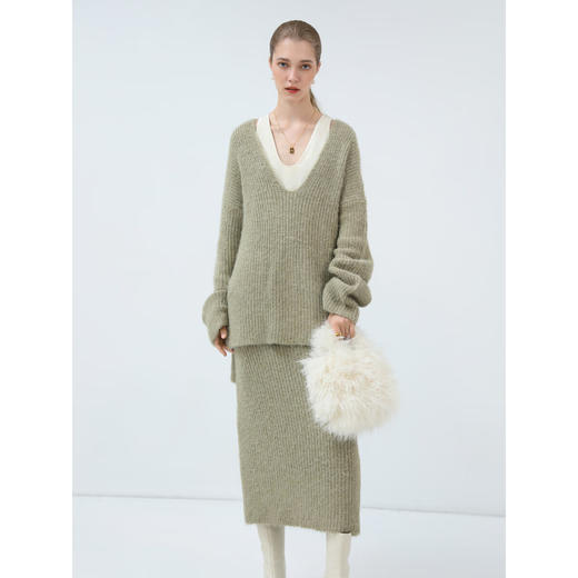 COCOBELLA慵懒风加厚针织半身裙气质混搭遮胯包臀长裙MZ3135 商品图3