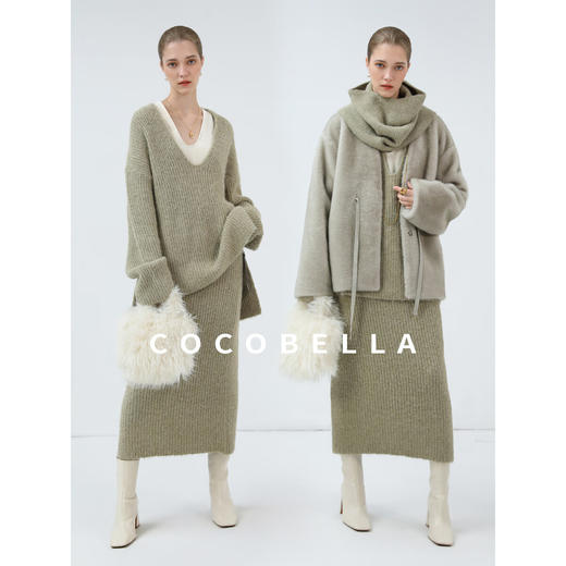 COCOBELLA慵懒风加厚针织半身裙气质混搭遮胯包臀长裙MZ3135 商品图1