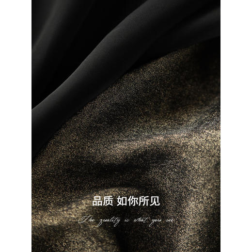 COCOBELLA赫本风假两件双层黑金连衣裙女内搭V领衬衫裙FR7085 商品图3
