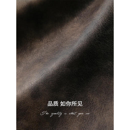 COCOBELLA[MIU系穿搭]复古PU皮半身裙质感手工擦色短裙PU7059-2 商品图3