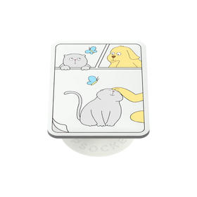 限时折上折【人生的回弹力】猫狗日常 POPGRIP泡泡骚手机粘贴式气囊支架 Popout异形系列 白色 小猫 小狗 卡通